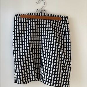 J. Crew Monochrome Grid Pencil Skirt